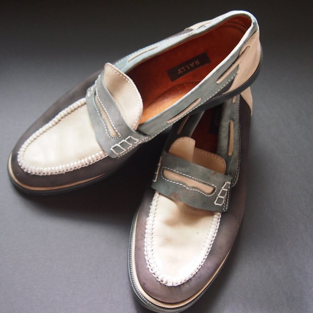 ✨Bally Mens Multi Blue Webb Suede Penny Loafer 11